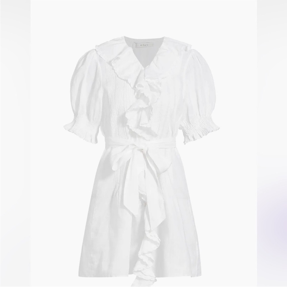 Doen Ivory / White Ruffle Mini Dress - Picture 3 of 14